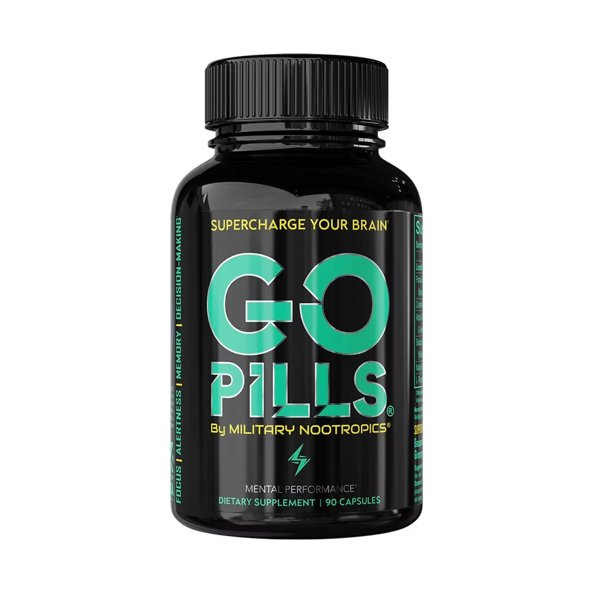 GO PILLS by Military Nootropics, 90-capsule bottle